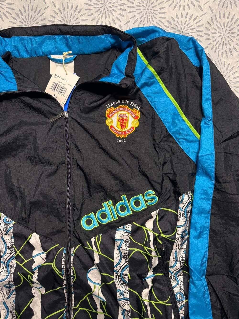 Adidas Manchester United 1992 League Cup Final Track Jacket Black Mens XL KD5815